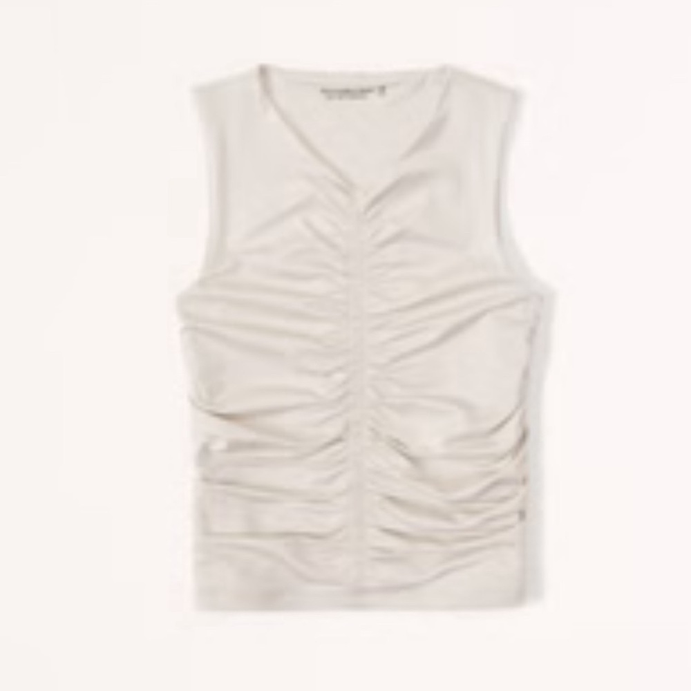 Abercrombie & Fitch Sleek Seamless Ruched Top. Color: taupe. Size: small